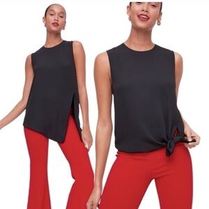 Aritzia Babaton Hopkins Blouse Tie Front Tank Top in Black Size Small